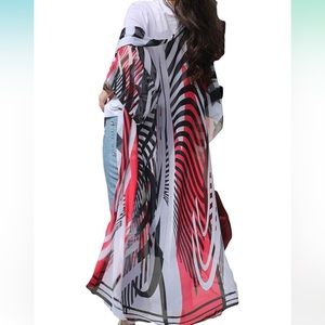Chiffon kimono style swimsuit coverup/cardigan, one size
